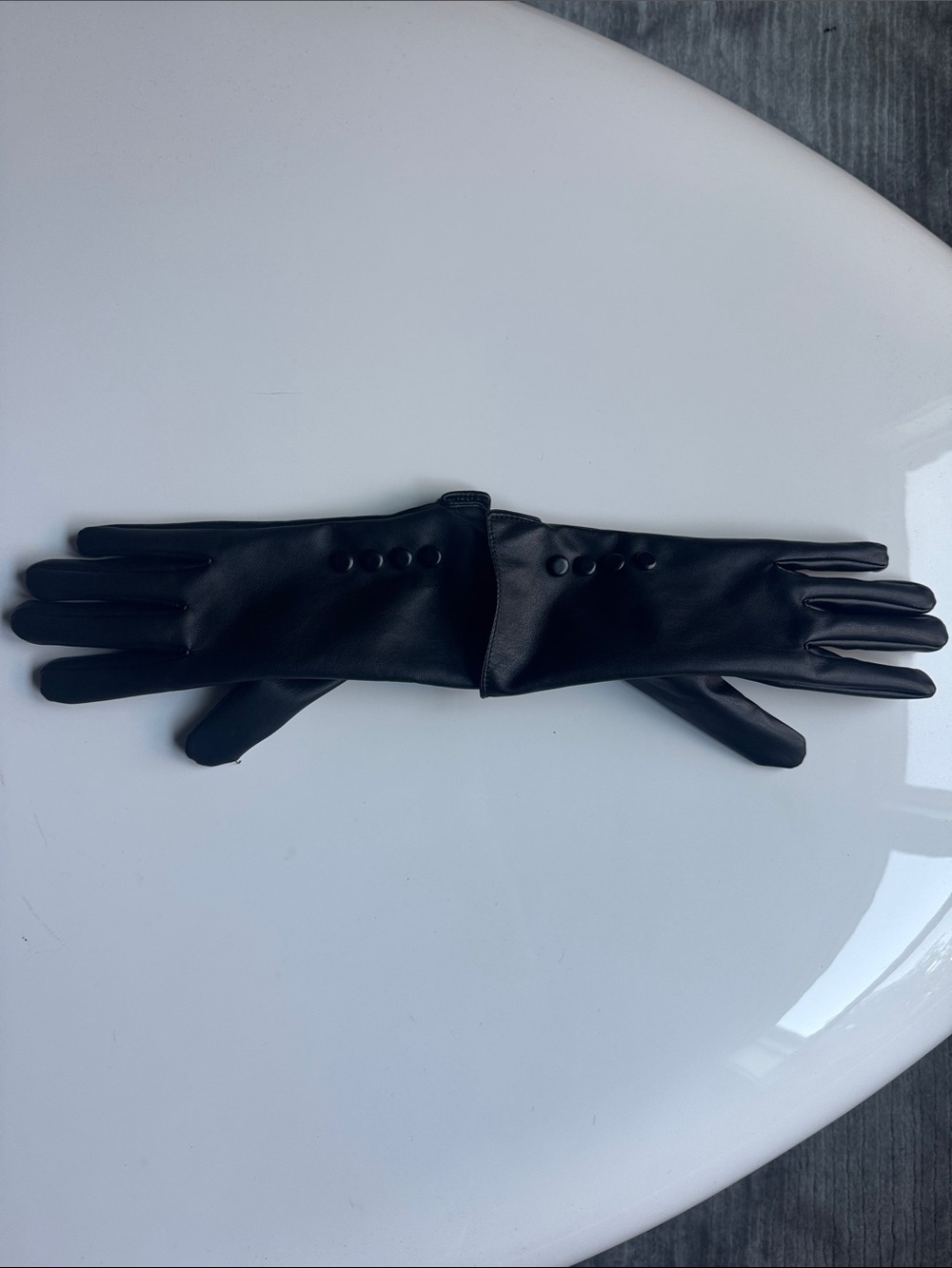 Classic Black Leather Long Gloves